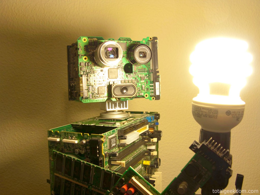 Computer Parts Robot Looking Into Light