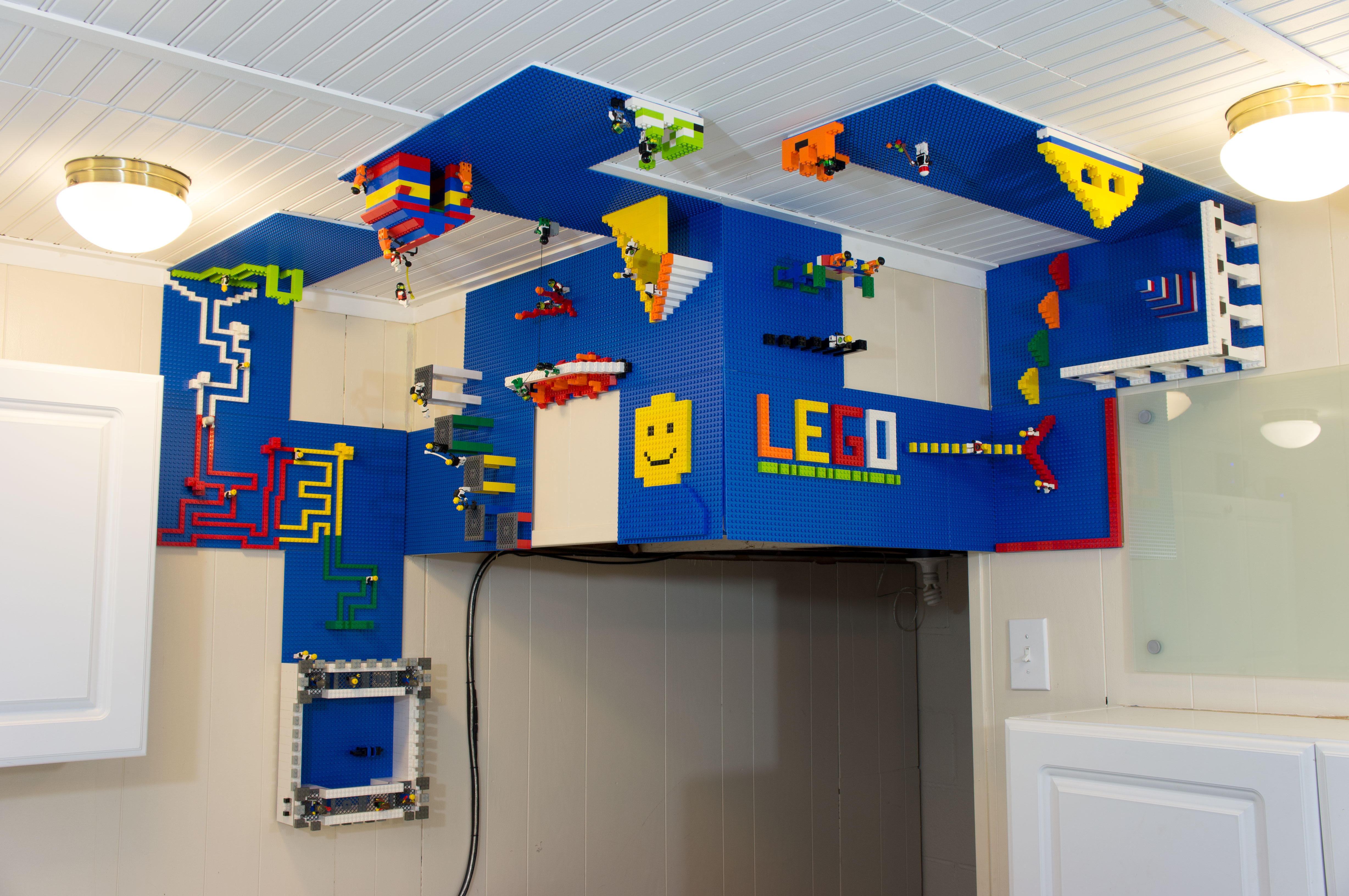 house with legos in the walls